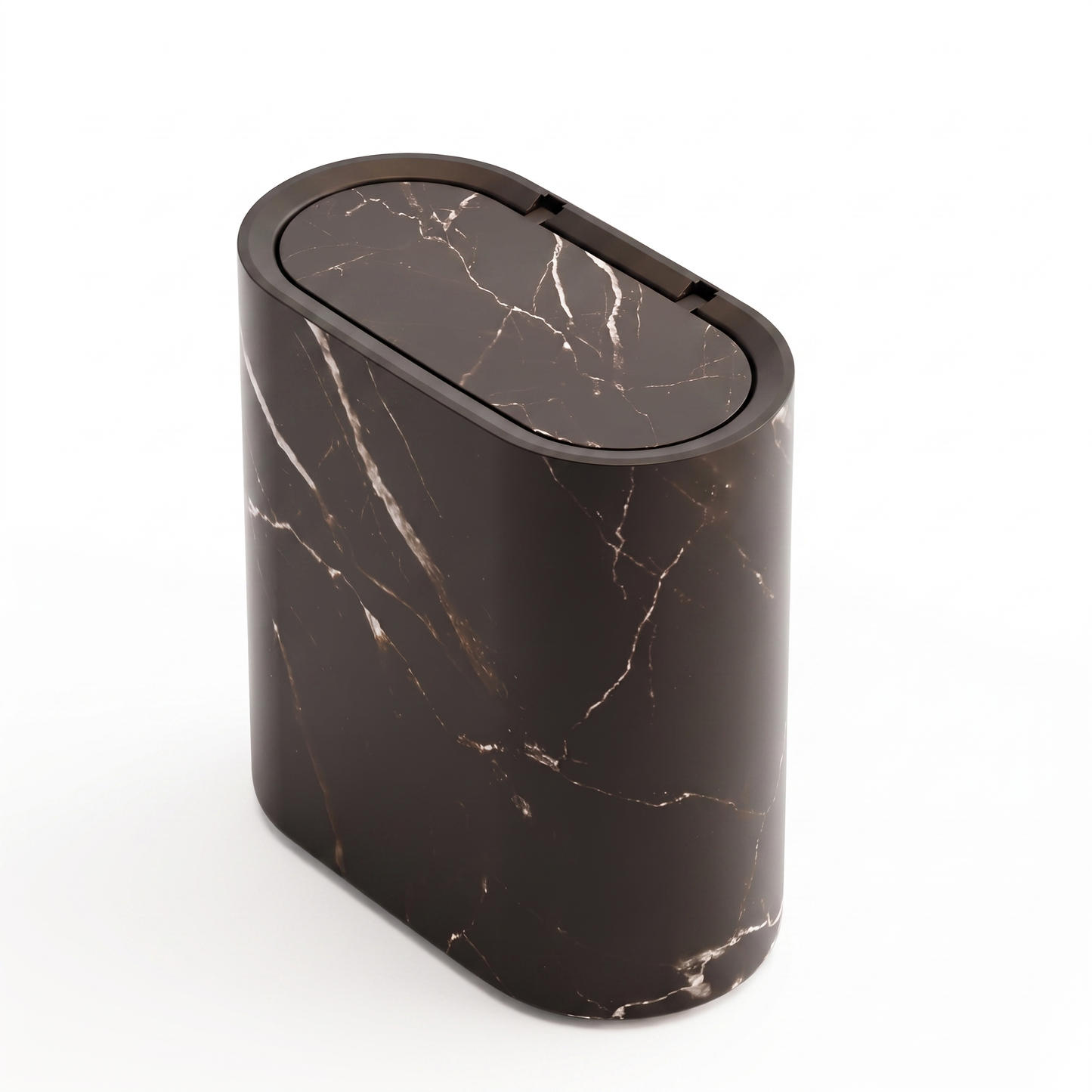 Marble-Look Bathroom Bin with Lid