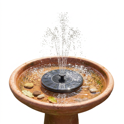Solar bird bath water fountain with a round floating panel
