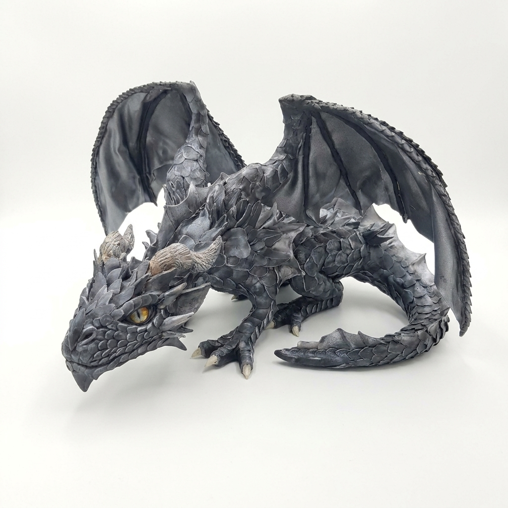 Gothic dragon garden statue in a weathered-look finish