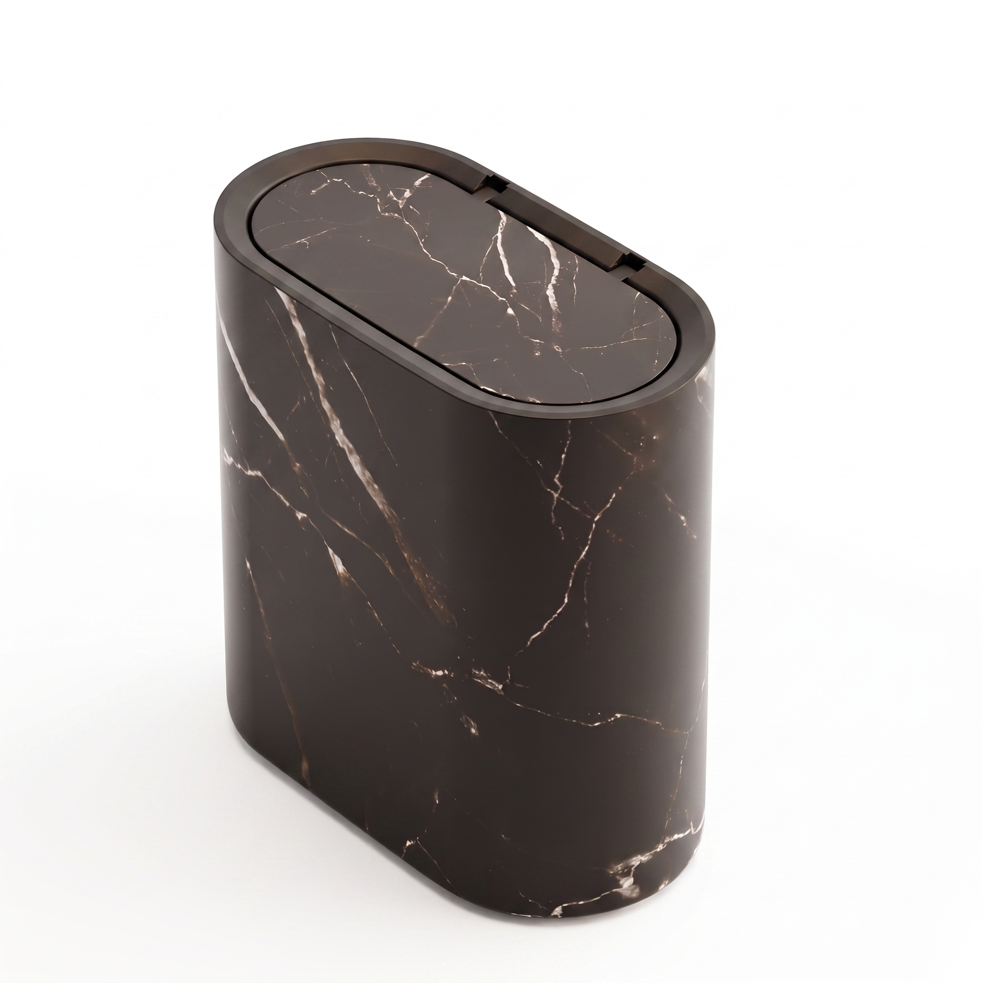 Marble-Look Bathroom Bin with Lid