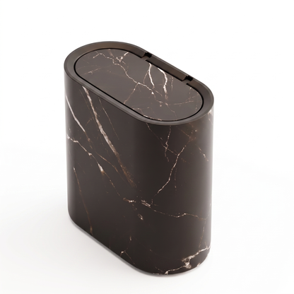 Marble-Look Bathroom Bin with Lid
