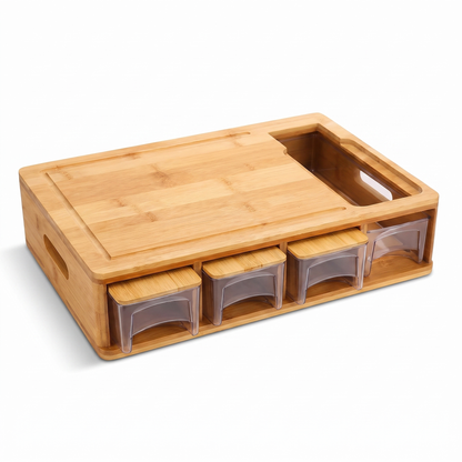 Bamboo Cutting Board with Storage Trays