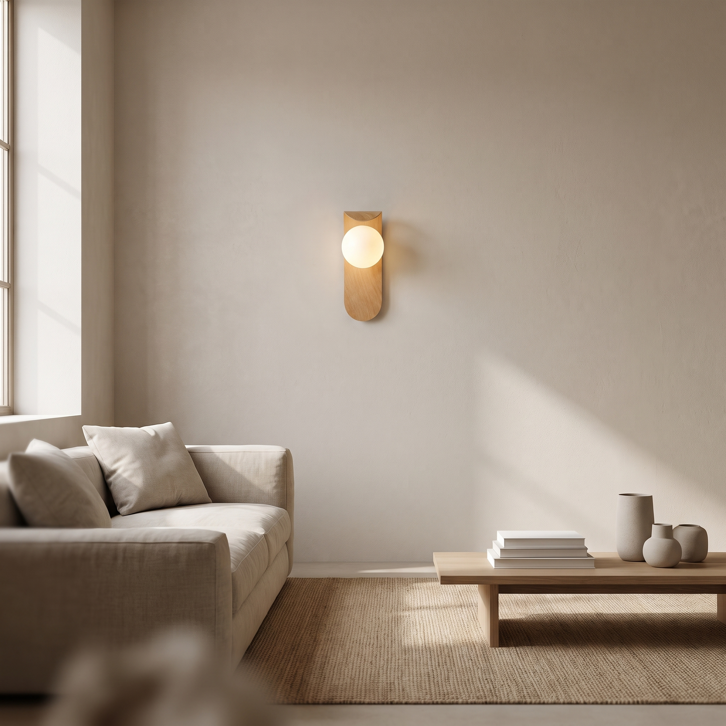 Scandinavian Minimalist LED Wall Lamp by Same Side — mounted on a wall, lifestyle photo 3