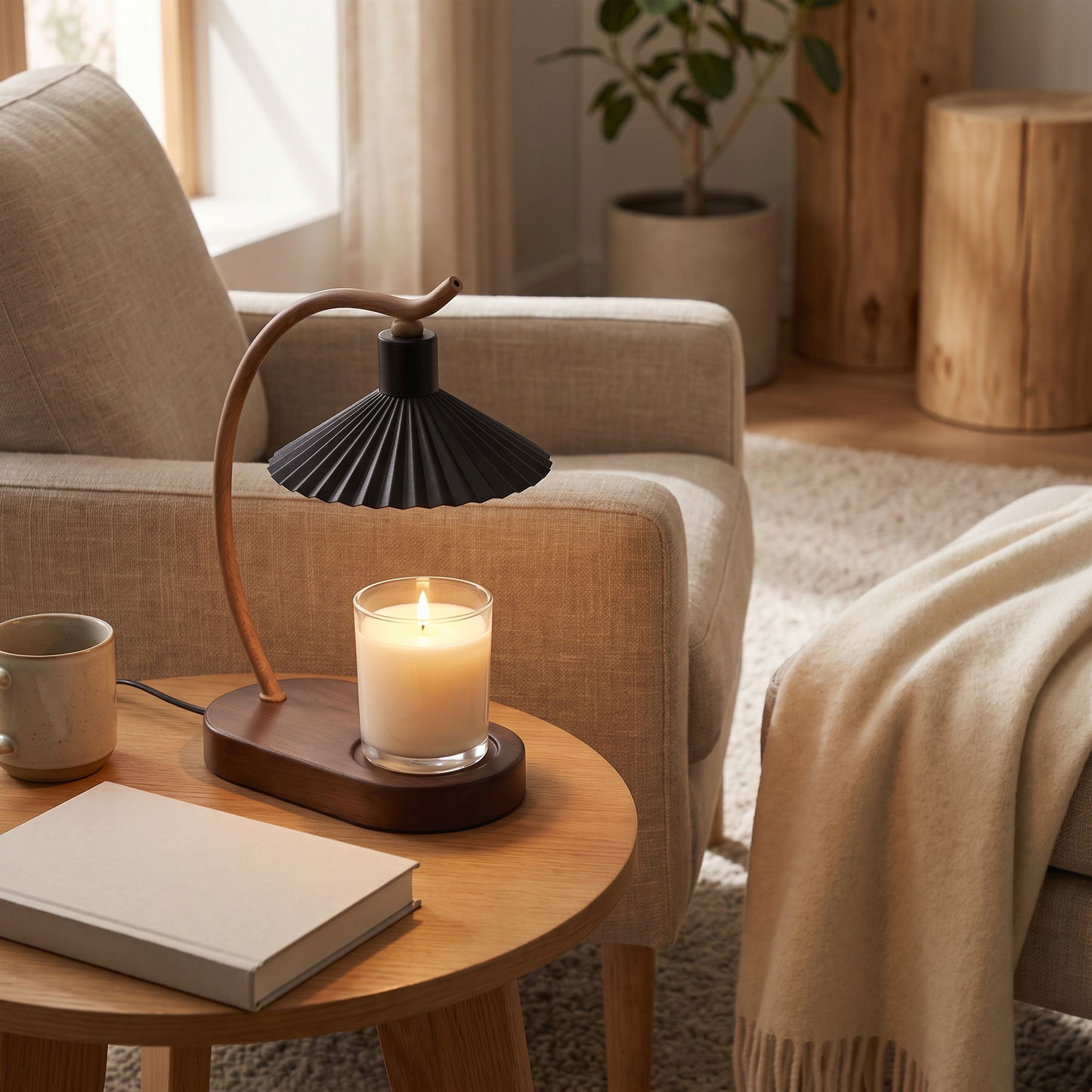 Nordic Candle Warmer Lamp by Same Side — styled in a room, lifestyle photo 2