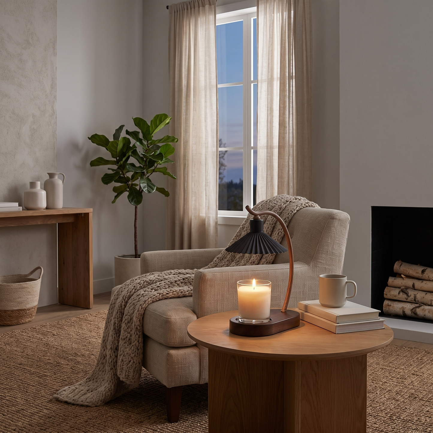 Nordic Candle Warmer Lamp by Same Side — styled in a room, lifestyle photo 3
