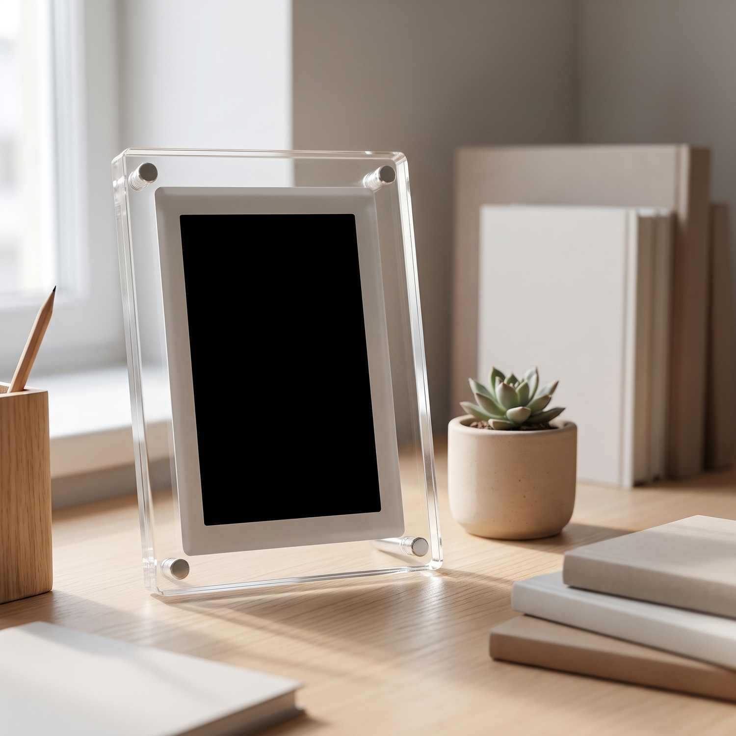Acrylic Digital Photo Frame by Same Side — styled in a room, lifestyle photo 2
