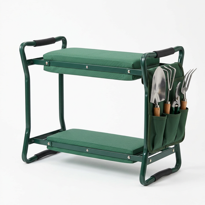 Foldable garden kneeler and seat on white background