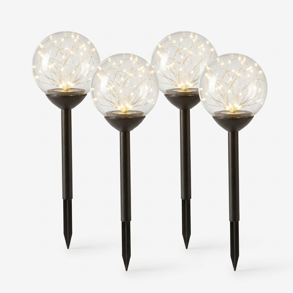 Solar sparkler path lights set of 4 on white background