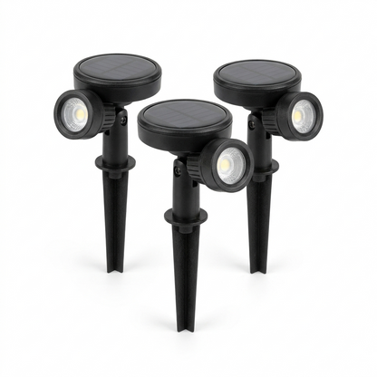 Mini solar flower pot spotlights set of 3 on white background
