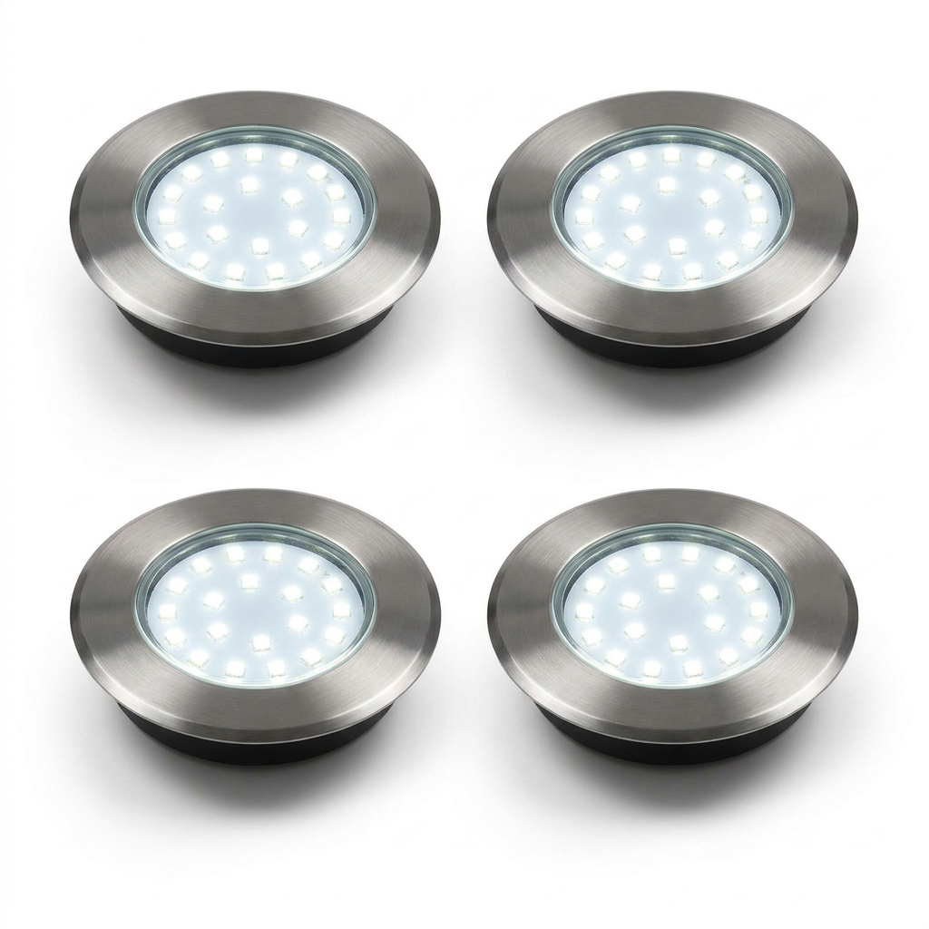 Solar in-ground driveway lights set of 4 on white background