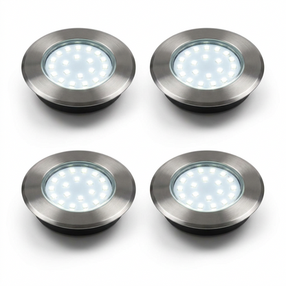 Solar in-ground driveway lights set of 4 on white background