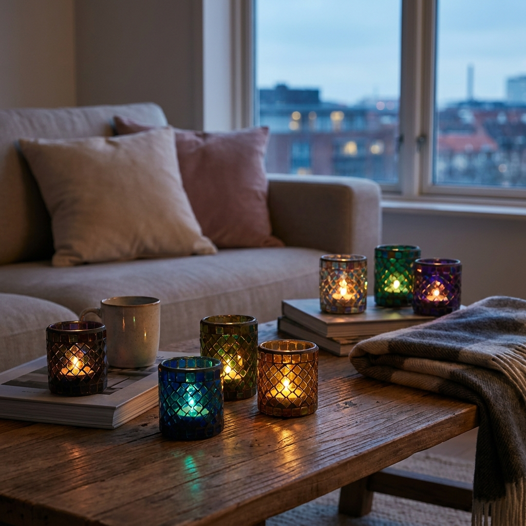Mosaic Candle Holders lifestyle 1
