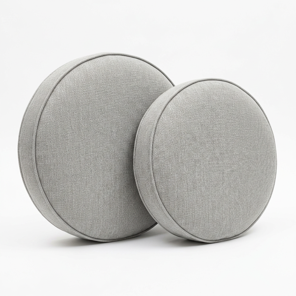 Grey round egg chair cushion cover set on white background